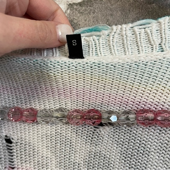 R13 DISTRESSED MULTI STRIPE DISTRESSED EDGE CARDIGAN SWEATER - Picture 5 of 13